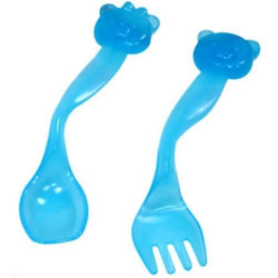 Reer Set pentru bebeluși cu Furculiță din Plastic Albastru 2buc