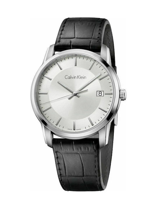 Calvin Klein Infinite Leather Strap Watch Battery with Black Leather Strap