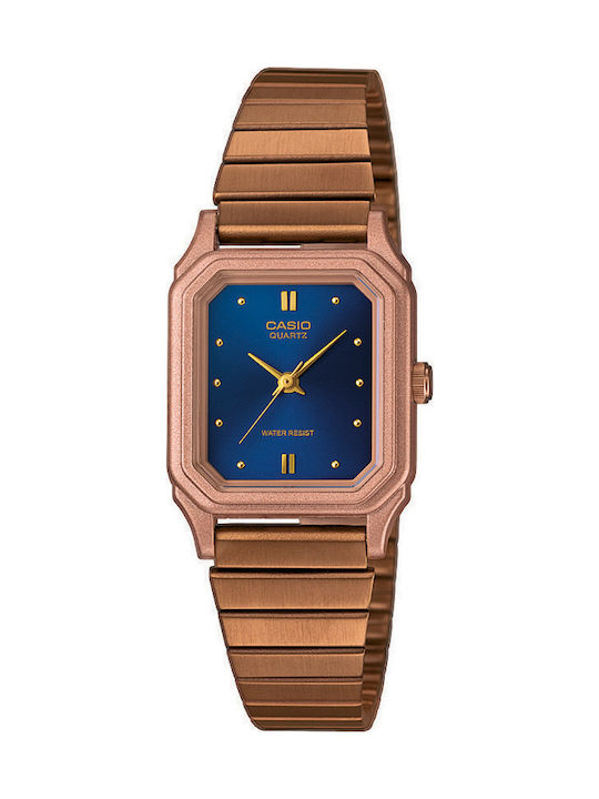 Casio Stainless Steel Bracelet Watch with Pink Gold Metal Bracelet