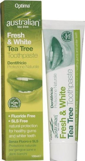 Optima Naturals Australian Tea-tree Fresh & White Οδοντόκρεμα Χωρίς Φθόριο για Πλάκα & Τερηδόνα 100ml