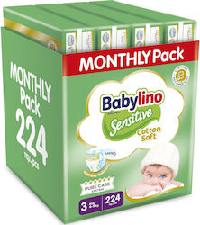 Babylino Sensitive Cotton Soft No. 3 για 4-9kg 224τμχ
