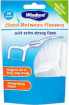 Wisdom Clean Between Dental Floss with Mint Flavour & Handle White 30pcs
