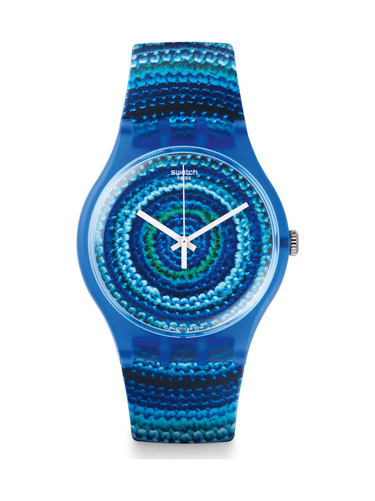 Swatch Uhr mit Blau Kautschukarmband