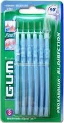 GUM Bi-Direction 2 in 1 Interdental Brushes with Handle 0.9mm Blue 6pcs