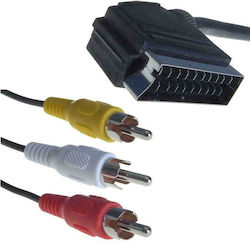 Powertech Καλώδιο Scart male - Composite male 3m Μαύρο CAB-S006