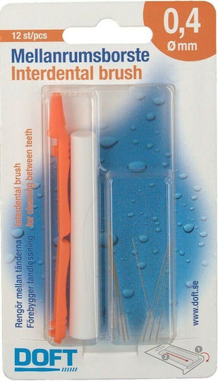 Doft Interdentals Interdental Brush Refills with Handle 0.4mm Orange 12pcs