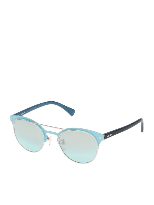 Police Momentum 2 Men's Sunglasses with Blue Frame and Turquoise Lens S8950 W03X