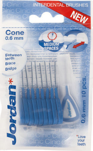 Jordan Clinic Interdental Μεσοδόντια Βουρτσάκια 0.6mm Μπλε 10τμχ