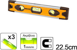 Ingco HMSL01030 Αλφάδι Αλουμινίου Μαγνητικό 22.5εκ. με 3 Μάτια