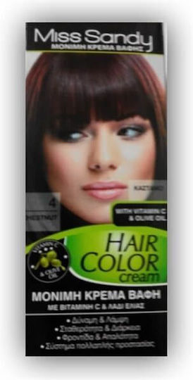 Miss Sandy Hair Color Cream Βαφή Μαλλιών 4/0 Καστανό 60ml