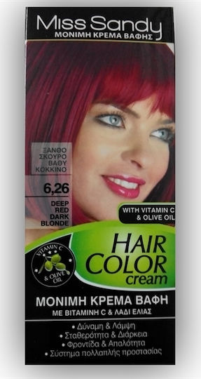 Miss Sandy Hair Dye Cream 6/26 Dark Blonde Deep Red Color 60ml