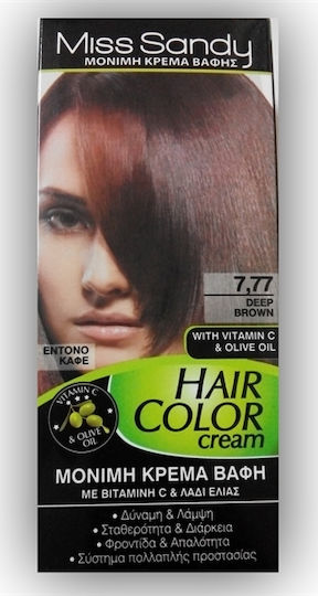 Miss Sandy Hair Color Cream Βαφή Μαλλιών 7/77 Έντονο Καφέ 60ml
