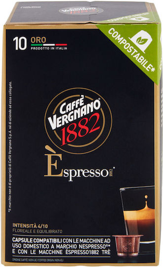 Caffe Vergnano 1882 Κάψουλες Espresso Arabica Συμβατές με Μηχανή Nespresso 10caps