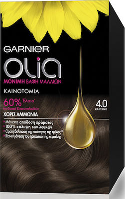 Garnier Olia Set Hair Dye no Ammonia 4.0 Chestnut 4x 60gr