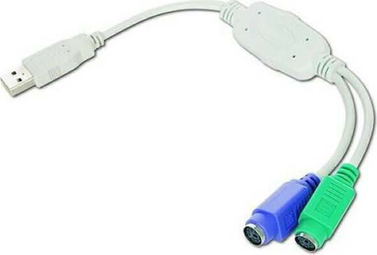 Cablexpert CABLEXPERT UAPS12 Converter USB-A male to PS/2 female White 1pcs
