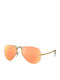 Ray Ban Highstreet Unisex Sonnenbrille mit Gold Metall Gestell und Orange Spiegel Linse