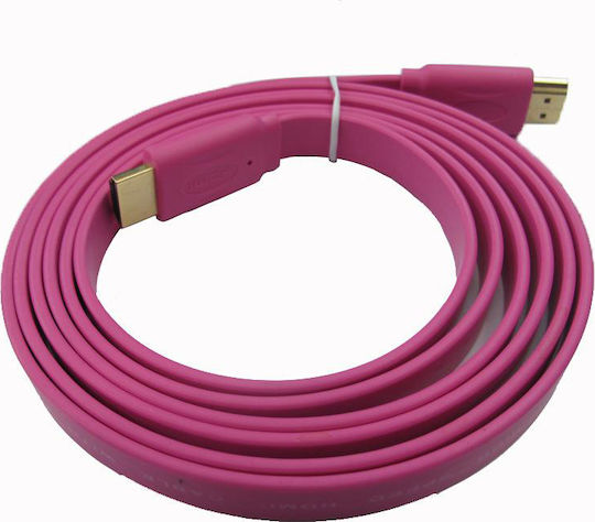HDMI-Kabel HDMI 1.4 High Speed 1080p 120Hz Flaches Kabel HDMI-Stecker - HDMI-Stecker 3m Rosa