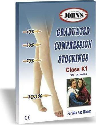 Johns Socks Calf High Graduated Compression Open 25-30 mmHg Beige