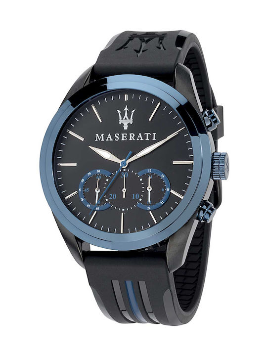 Maserati Ceas Cronograf Baterie cu Negru Brățară din cauciuc