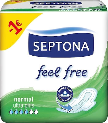 Septona Feel Free Prosoape igienice cu aripi pentru Flux normal 4 picături 10buc Normal Ultra Plus