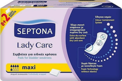 Septona Lady Care Maxi Inkontinenz-Pads Normale Flüssigkeit 5 Tropfen 10Stück