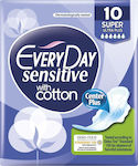 Every Day Sensitive with Cotton Super Sanitary Pads with Wings Ultra Plus for Heavy Flow 6 Drops 10pcs