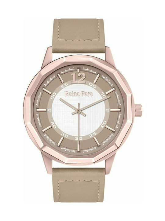 Reina Fere Uhr mit Beige Lederarmband