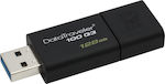 Kingston DataTraveler 100 G3 128GB USB 3.0 Stick Μαύρο