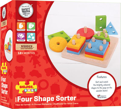 Big Jigs Shape Sorting Toy First Four Shape Sorter made of Wood for 12++ Months