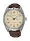 Seiko Ανδρικό Ρολόι 43mm Μπαταρίας με Καφέ Δερμάτινο Λουράκι