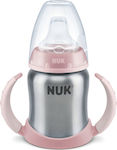Nuk First Choice Educational Sippy Cup Metal with Handles Pink for 6m+m+ 125ml 10.255.247/Ροζ 10255247/Ροζ