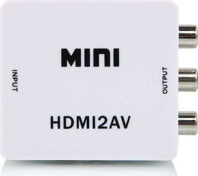 HDMI2AV Convertor HDMI feminin în RCA feminin Alb
