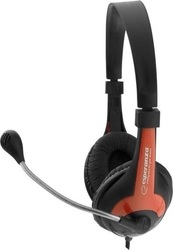 Esperanza EH158 On Ear Multimedia Headphone with Microphone 3.5mm Jack Red