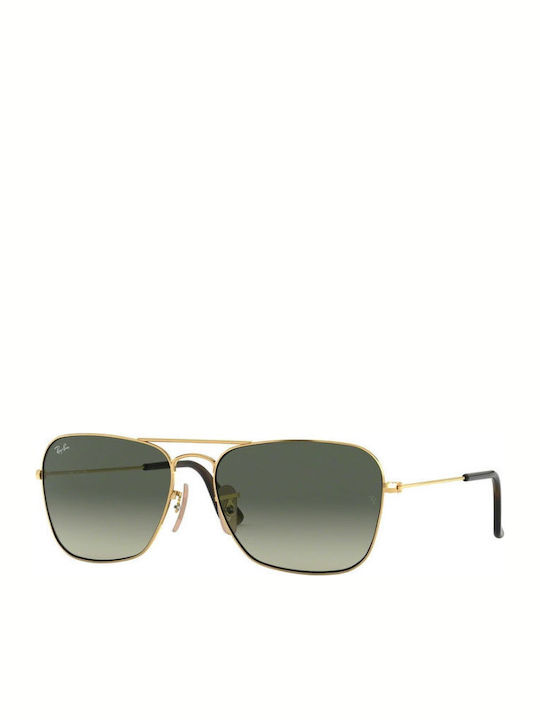 Ray Ban Caravan Мъжки Слънчеви Очила с Златен Метален Рамки и Зелени Преливащи Стъкла RB3136 181/71