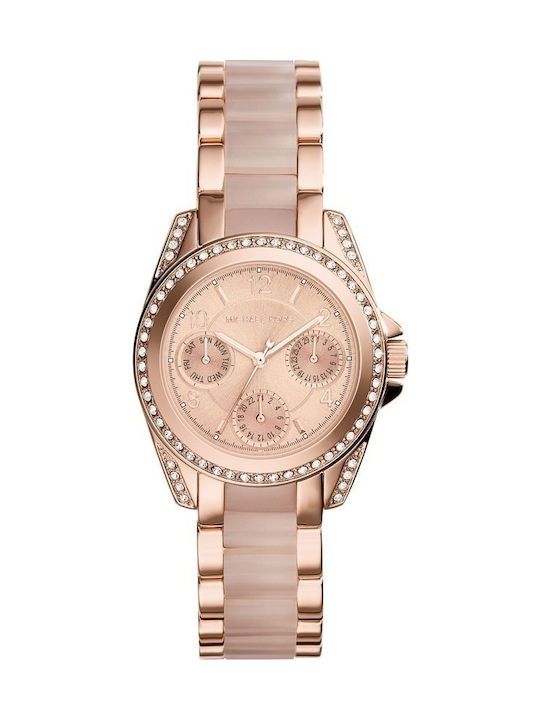 Michael Kors Mini Blair Watch Chronograph with Pink Gold Metal Bracelet