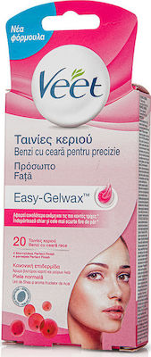 Veet Easy Gelwax Normal Skin Benzi de Epilat pentru Față 20buc