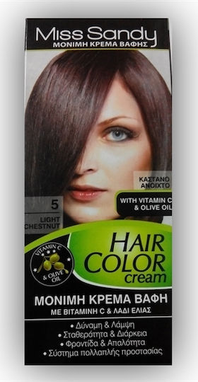 Miss Sandy Hair Color Cream Βαφή Μαλλιών 5/0 Καστανό Ανοιχτό 60ml
