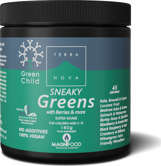 TerraNova Child Sneaky Greens Super Shake Multivitamin für Energie, Stärkung des Immunsystems & Antioxidative Wirkung 180gr