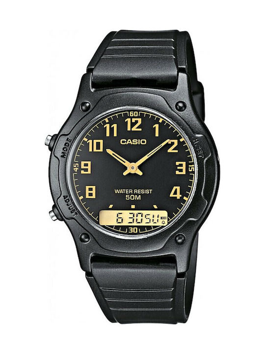 Casio Ανδρικό Ρολόι 42mm Μπαταρίας με Μαύρο Καουτσούκ Λουράκι