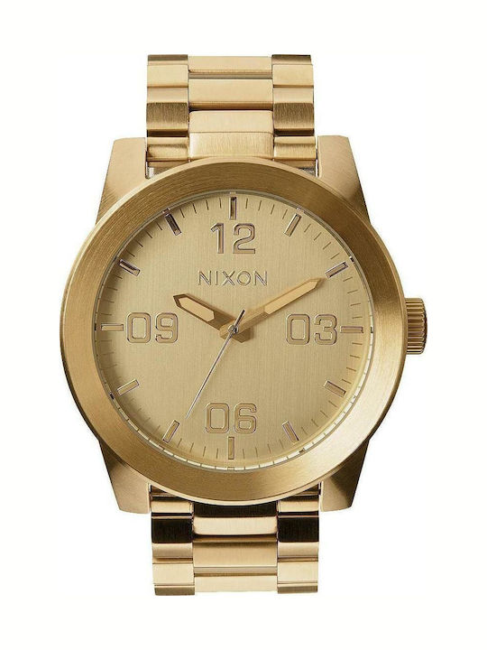 Nixon Ανδρικό Ρολόι 48mm Μπαταρίας με Χρυσό Μεταλλικό Μπρασελέ