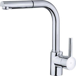 Teka Ark 938 Fashion Tall Kitchen Counter Faucet with Detachable Shower Silver