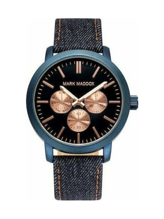 Mark Maddox Watch Chronograph Battery with Black Leather Strap HC3025-37