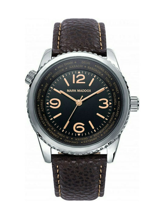 Mark Maddox Casual Watch Battery with Brown Leather Strap