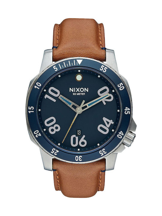 Nixon Ceas Bărbați 44mm Baterie Cu Curea Din Piele Maro