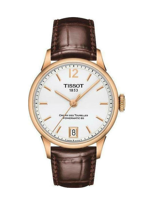 Tissot Watch Battery with Brown Leather Strap