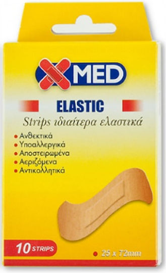 X-Med Sterilisiert Selbstklebende Bandagen X-Med Elastic Strips 72x25mm 10Stück