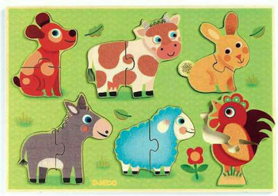 Wooden Kids Peg Puzzle Το Λιβάδι for 1+ Years 12pcs Djeco