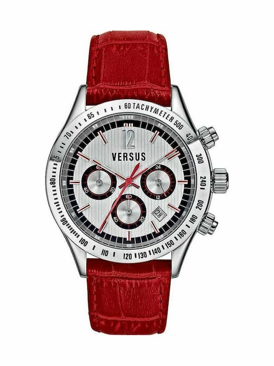 Versus by Versace Cosmopolitan Γυναικείο Ρολόι Χρονογράφος Μπαταρίας με Κόκκινο Δερμάτινο Λουράκι