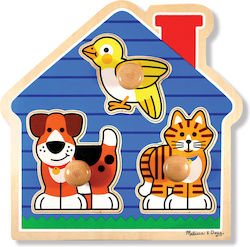 Wooden Kids Peg Puzzle Pets House 3pcs Melissa & Doug