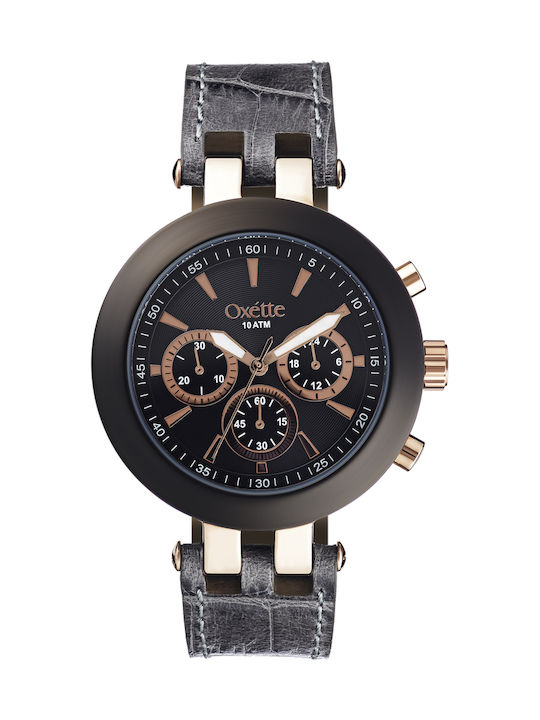 Oxette Watch with Gray Leather Strap 11x06-00437